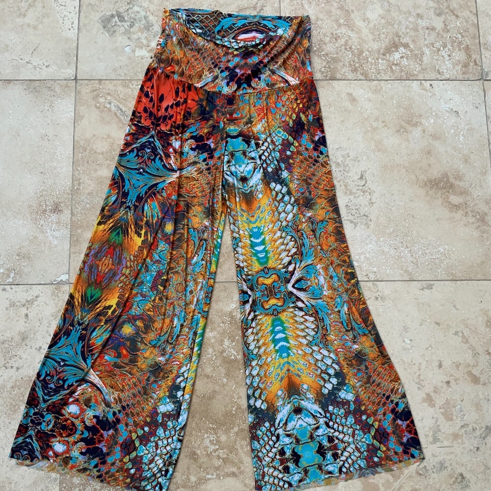 J USA palazzo pants size L , high waist, colorful
